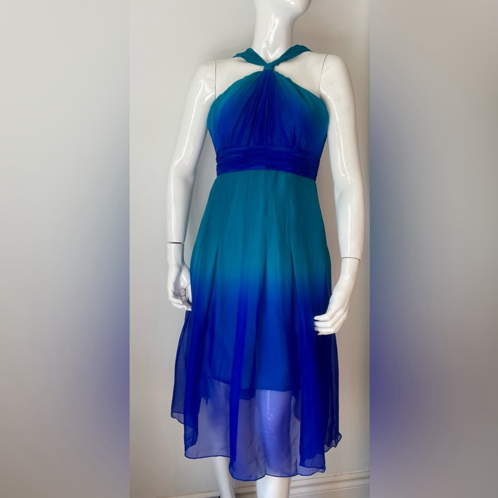 Jones New York Blue Teal Ombré
Halter Flowy 100% silk Dress - Picture 2 of 11